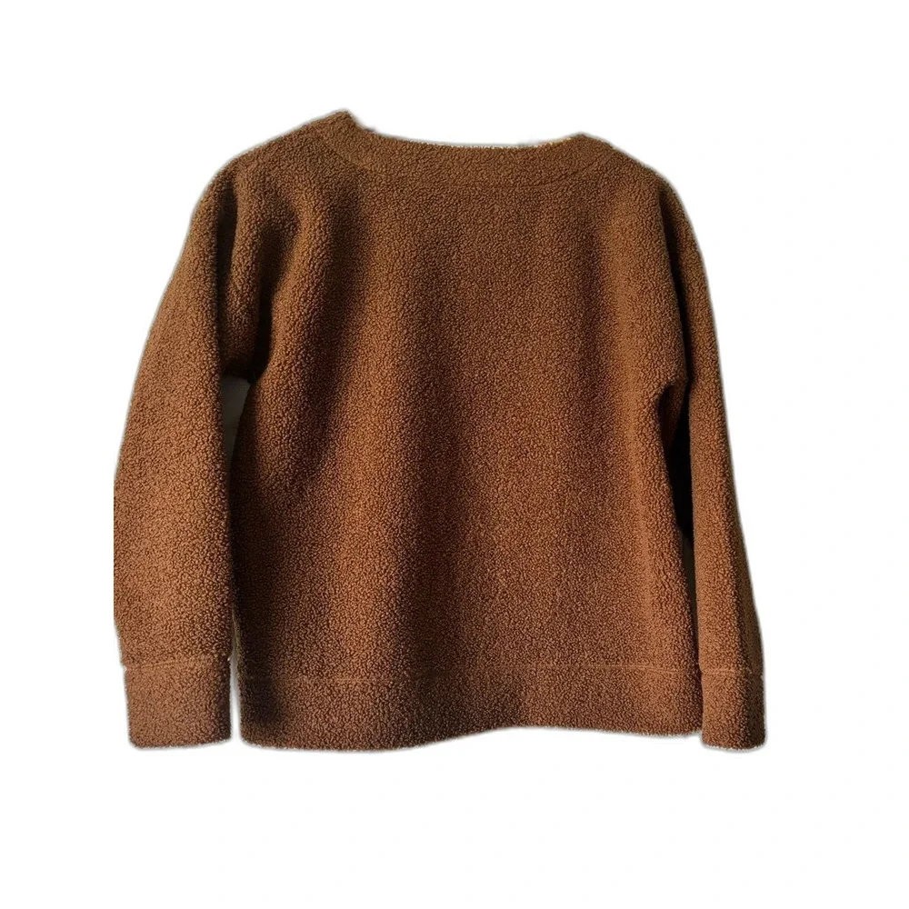 J. Crew Teddy Cropped Brown Sherpa Sweater Women's SMALL  Cozy